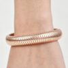 Polished Snake Chain Bangle - Ribbed Slip-On Bracelet
