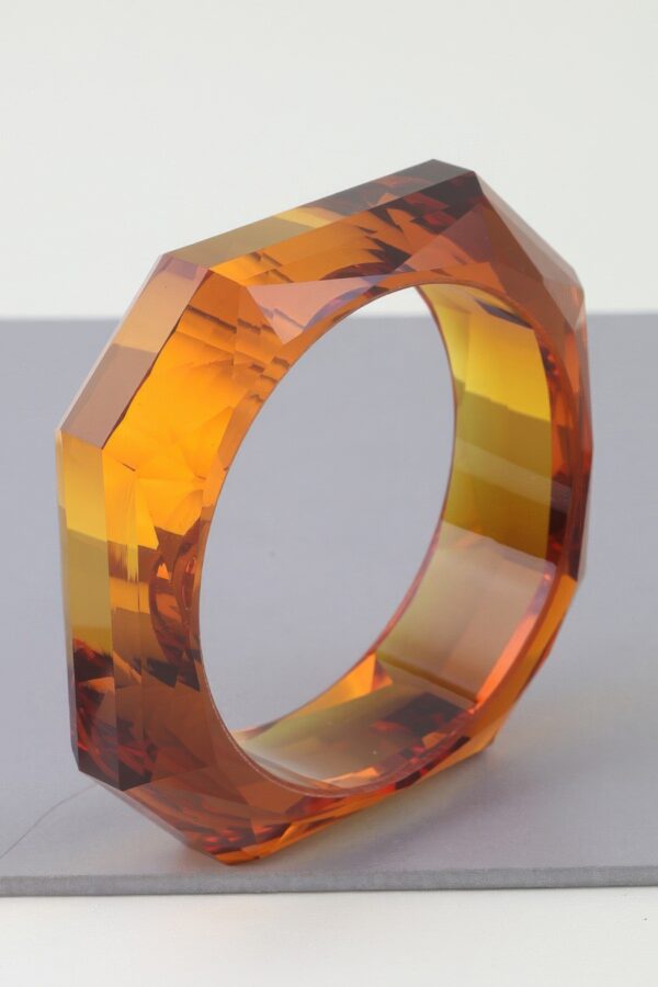 Geometric Crystal Cuff Bracelet – Sculptural Polished Finish
