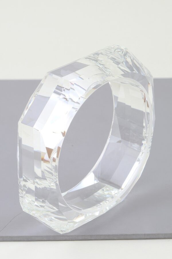 Geometric Crystal Cuff Bracelet - Sculptural Polished Finish