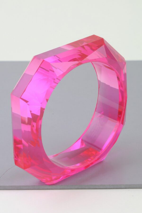 Geometric Crystal Cuff Bracelet - Sculptural Polished Finish