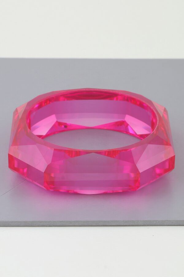 Geometric Crystal Cuff Bracelet - Sculptural Polished Finish