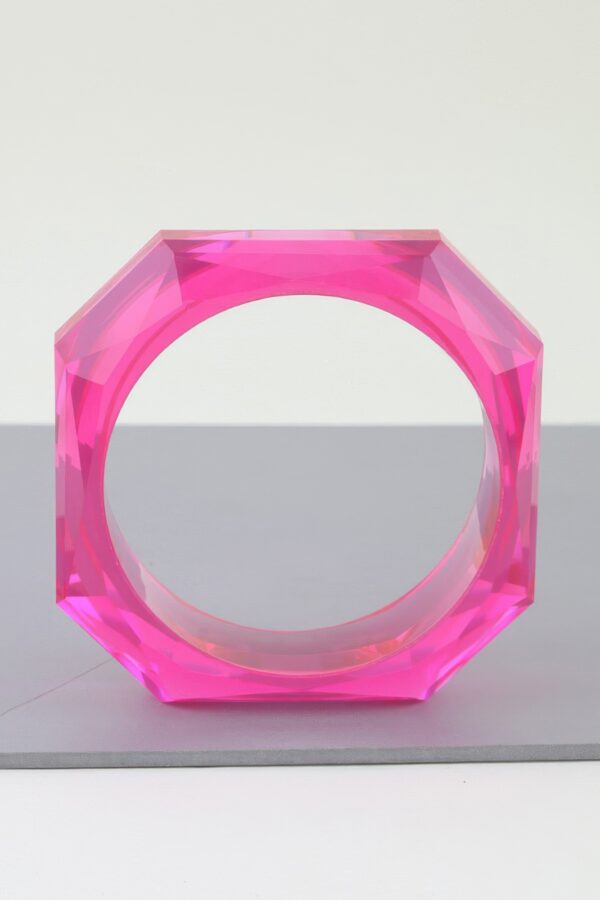 Geometric Crystal Cuff Bracelet - Sculptural Polished Finish