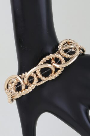 Twisted Link Chain Bracelet – Multi-Texture Oval Links