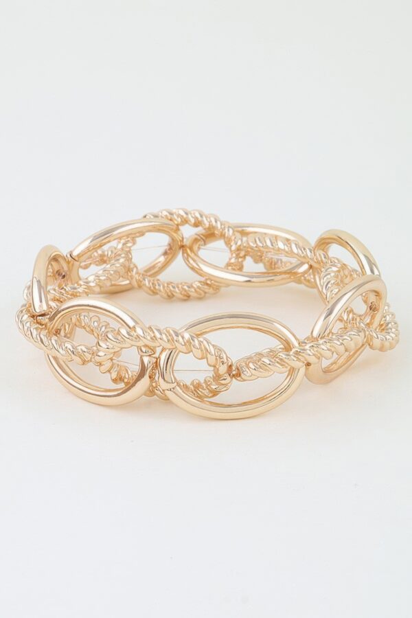 Twisted Link Chain Bracelet - Multi-Texture Oval Links