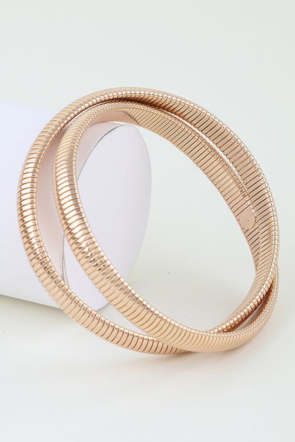 Intertwined Snake Chain Bangle Bracelet – Ribbed Polished Finish