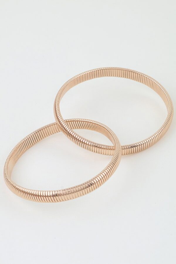 Intertwined Snake Chain Bangle Bracelet - Ribbed Polished Finish
