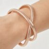Intertwined Snake Chain Bangle Bracelet - Ribbed Polished Finish