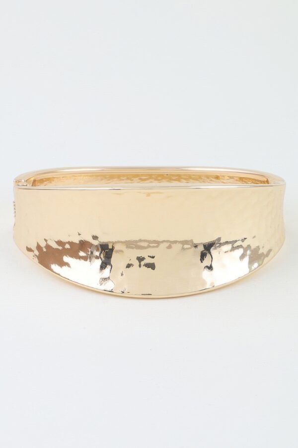 Hammered Leaf-Clasp Wide Cuff Bracelet