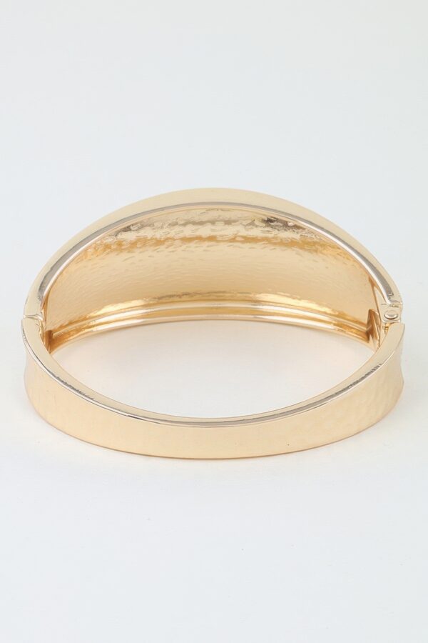 Hammered Leaf-Clasp Wide Cuff Bracelet
