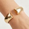 Hammered Open-Clasp Cuff Bracelet – Textured Polished Finish