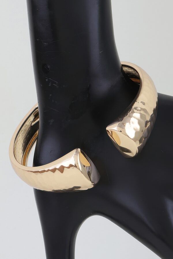 Hammered Open-Clasp Cuff Bracelet - Textured Polished Finish