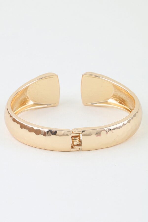 Hammered Open-Clasp Cuff Bracelet - Textured Polished Finish