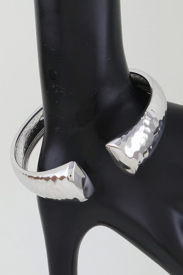 Hammered Open-Clasp Cuff Bracelet - Textured Polished Finish