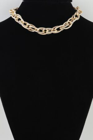 Polished Double-Link Chain Choker Necklace – 14″