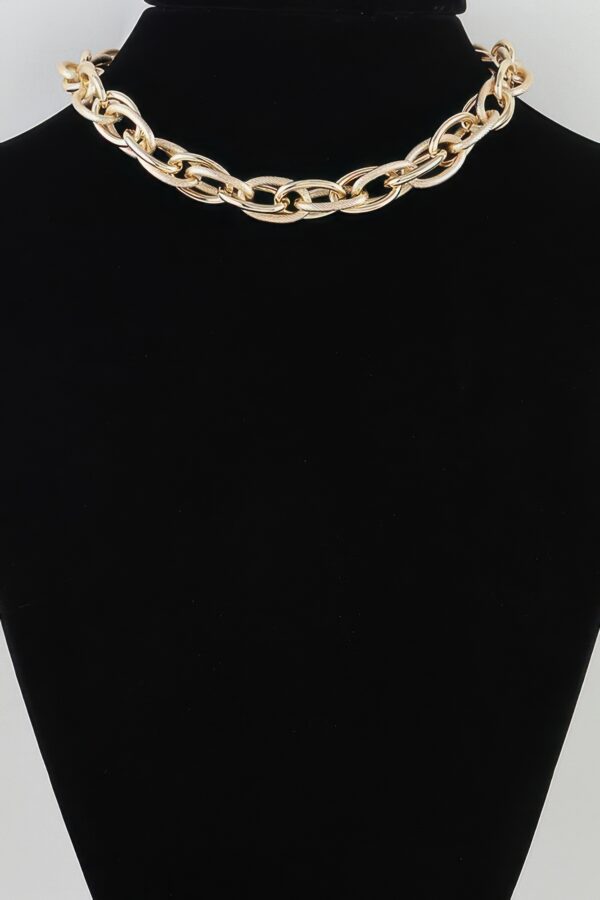 Polished Double-Link Chain Choker Necklace – 14″