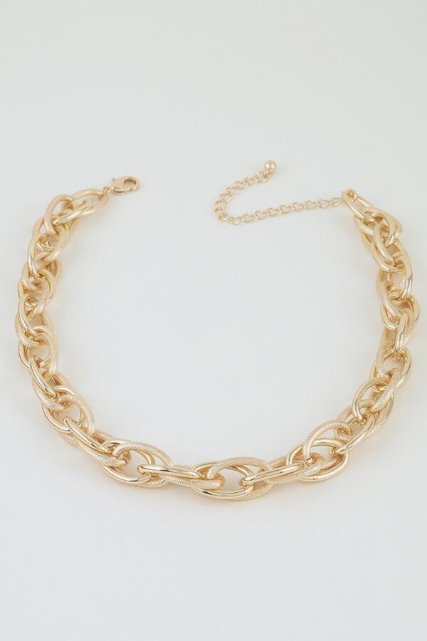 Polished Double-Link Chain Choker Necklace - 14"