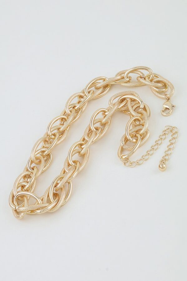 Polished Double-Link Chain Choker Necklace - 14"