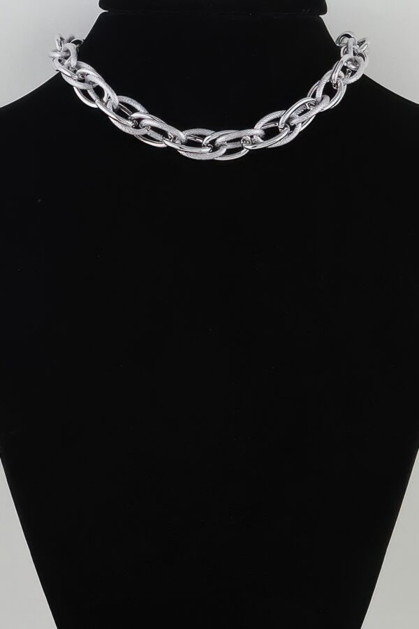 Polished Double-Link Chain Choker Necklace - 14"