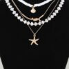 Layered Starfish Beaded Necklace – 16″ Coastal Charm