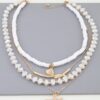 Layered Starfish Beaded Necklace - 16" Coastal Charm