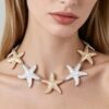 Hammered Starfish Link Necklace - Multi Pendant