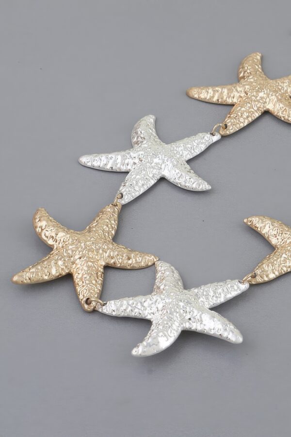 Hammered Starfish Link Necklace - Multi Pendant