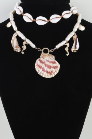 Under The Sea Double Charm Necklace – Cowrie & Scallop