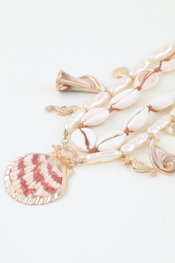 Under The Sea Double Charm Necklace - Cowrie & Scallop