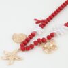 Coral Reef Hammered Beaded Necklace - Red & Gold