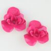 Polished Blooming Rose Stud Earrings – Hot Pink
