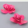 Polished Blooming Rose Stud Earrings - Hot Pink