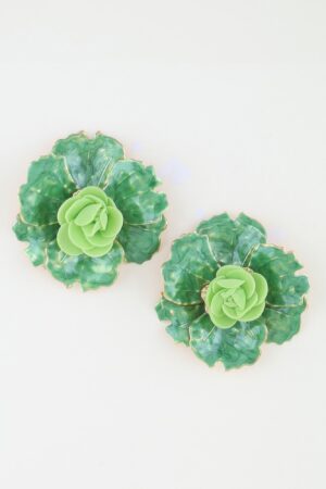 Watercolor Bloom Flower Earrings with Gold Trim
