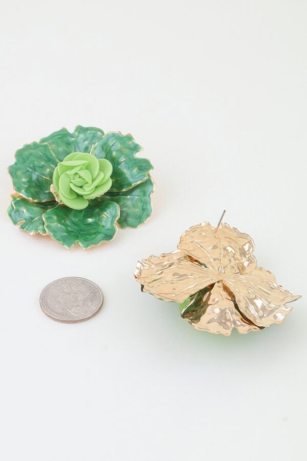 Watercolor Bloom Flower Earrings with Gold Trim