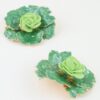 Watercolor Bloom Flower Earrings with Gold Trim
