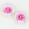 Watercolor Bloom Flower Earrings with Gold Trim