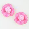 Watercolor Bloom Flower Earrings with Gold Trim