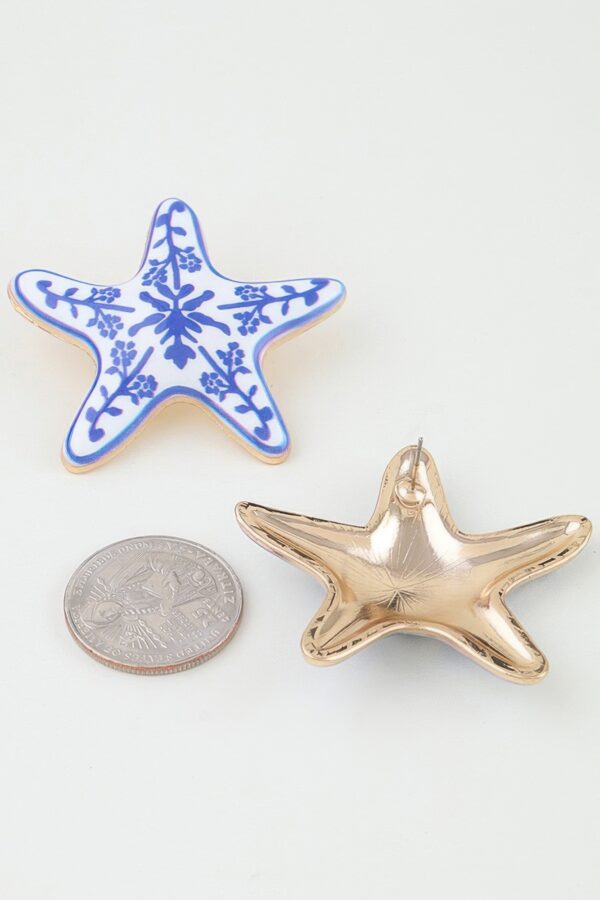 Antique Starfish Stud Earrings – Floral Enamel Accent