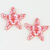Antique Starfish Stud Earrings - Floral Enamel Accent