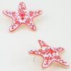 Antique Starfish Stud Earrings - Floral Enamel Accent