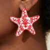 Antique Starfish Stud Earrings - Floral Enamel Accent