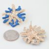 Hammered Starfish Coral Earrings - Blue Enamel
