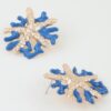 Hammered Starfish Coral Earrings - Blue Enamel