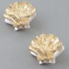Two-Tone Clamshell Clasp Earrings – Gold-Tone & Pearlized