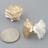 Two-Tone Clamshell Clasp Earrings - Gold-Tone & Pearlized