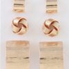 Carved Hoop Earrings – 3-Pair Rose Gold-Tone Set