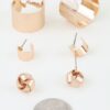 Carved Hoop Earrings - 3-Pair Rose Gold-Tone Set