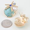 Turquoise Enamel Starfish Shell Stud Earrings