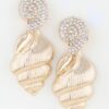 Bejeweled Conch Shell Earrings with Crystal Spiral