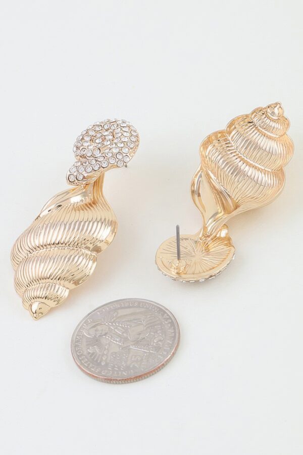 Bejeweled Conch Shell Earrings with Crystal Spiral