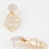 Bejeweled Conch Shell Earrings with Crystal Spiral